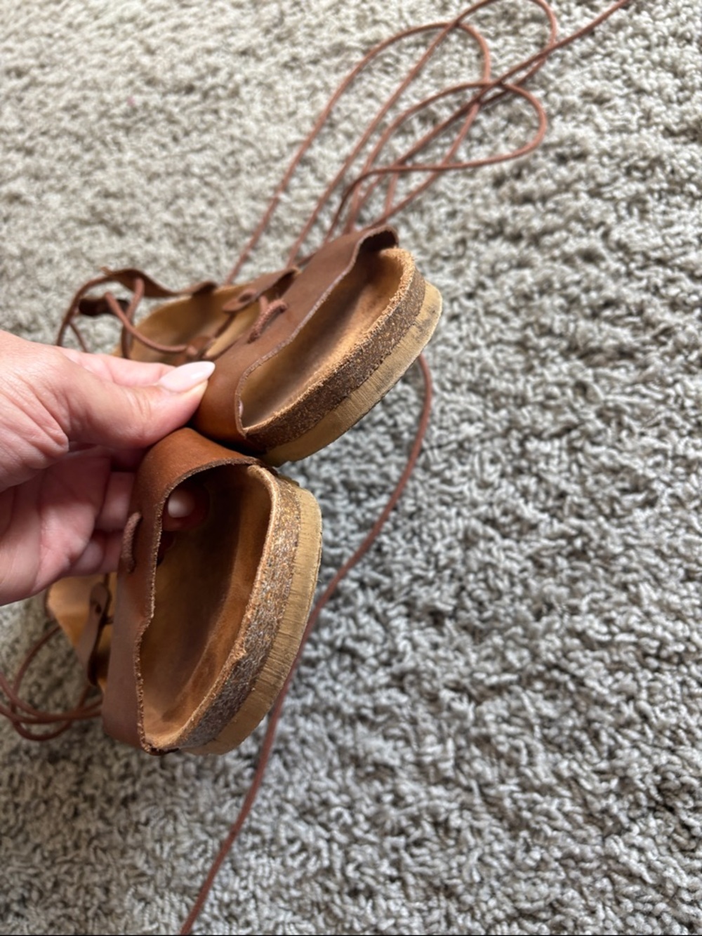 Yokono brown leather lace-up gladiator sandals - Picture 8 of 13